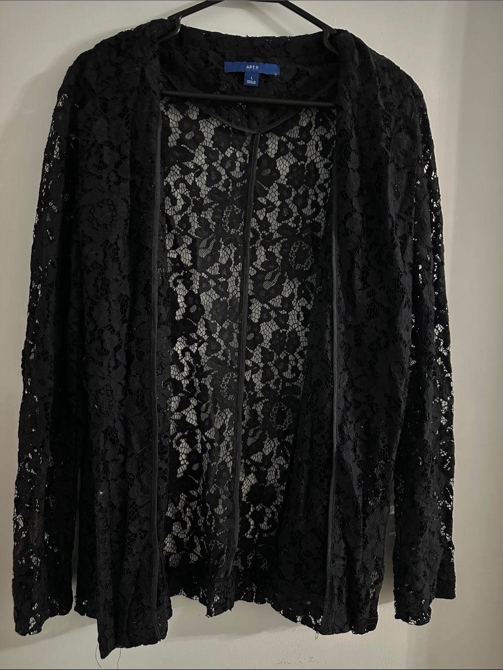 Apt. 9 Black Floral Lace Kimono Cardigan